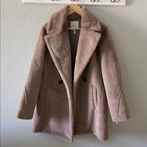 Avec Les Filles Faux Rabbit Fur Pea Coat